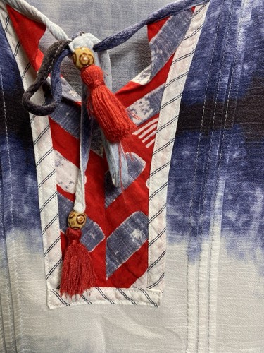 John•Mark Ombre Tie Dye Tiered Shirt Tunic Peasant Tassel Artsy Bell Sleeve M - Picture 2 of 9
