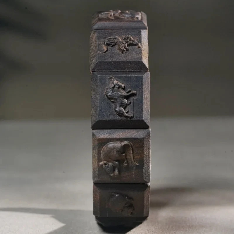 1Pc Chinese Agarwood Carving Chinese Zodiac Bracelet, Wooden Carving Jewelry - Image 4 of 4