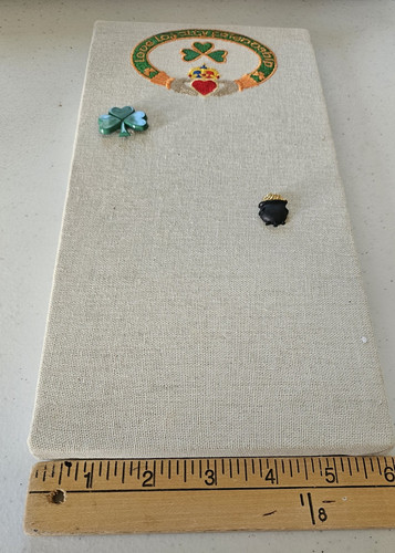 Embroidered Shamrock Bulletin Pin Board, Fabric Covered, Magnetic w/2 Pins - Picture 3 of 5