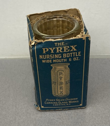 Antique Pyrex Nursing Baby Glass Bottle With Cool Box Patent 1919 Corning Glass - Picture 13 of 15