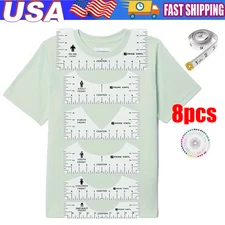 8pcs T Shirt Ruler Guide Set Vinyl Centering Tool for Heat Press Cricut Project