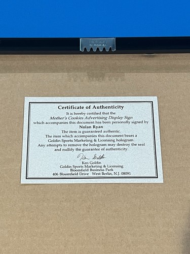 Nolan Ryan Signed Framed Original Mothers Cookies Advertisement COA GOLDIN - Picture 4 of 4