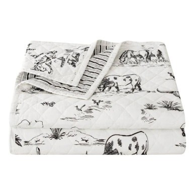 Ranch Life Western Toile Reversible Quilt Set, King, Black - Picture 6 of 9