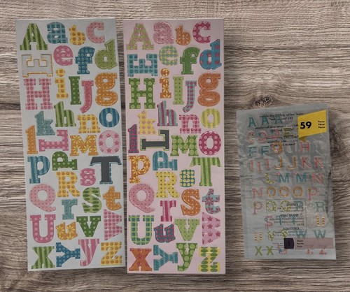 Lot Of 12 Scrapbook Stickers Alphabet Numbers Candy Corn Epoxy Fabric - Used - Picture 5 of 12