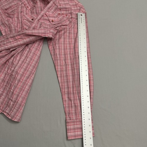 Ariat Western Shirt Women XL Pearl Snap Embellished Plaid Cowgirl Pink Pockets - Picture 16 of 19