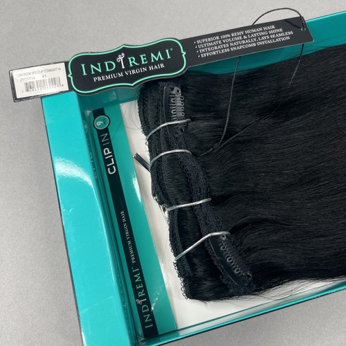 Indi Remi 9 piezas 14” Clip-in #1 negro azabache pelo humano recto virgen Bobbi Boss - Imagen 3 de 8