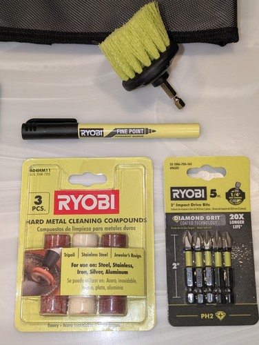 RYOBI BUNDLE - Sacchetto con cerniera 12", coltello pieghevole a molla, punte per driver e altro - Foto 6 di 15