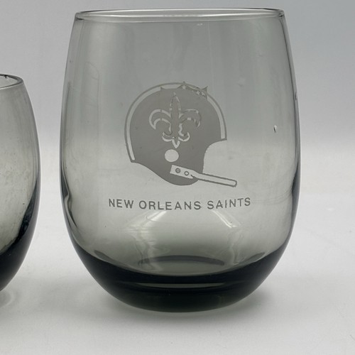 Vintage New Orleans Saints Glasses~Smoke Color~Roly Poly~Set Of 3~4 1/4” Tumbler - Picture 4 of 7