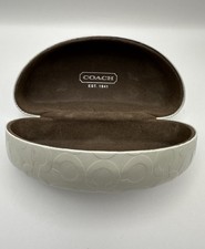 COACH Sunglasses Eyeglasses Ivory White Clam Shell Hard Case Embossed C Logo