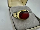 Vintage Silver Ruby Red Stone Ring /Size 8.25, antique Gypsy Ring