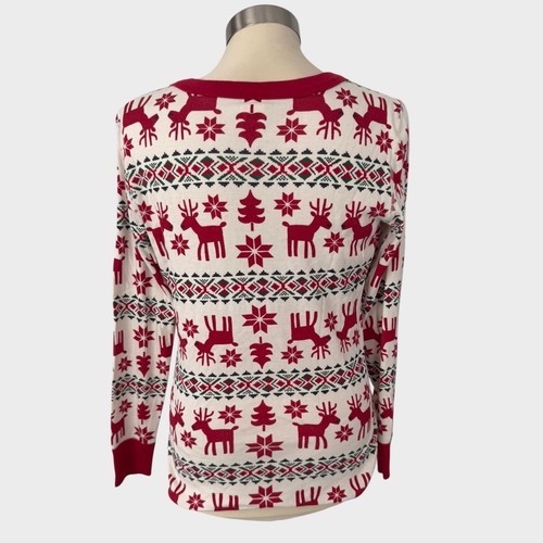 Hanna Andersson Womens Medium Pajama Top Reindeer Snowflake - Picture 5 of 8