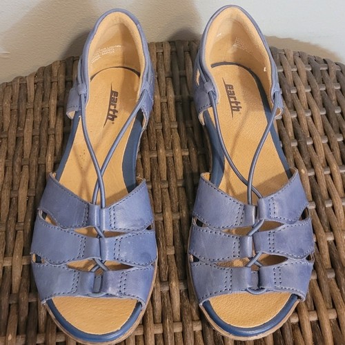 EARTH Aloha Womens Strappy Sandals Sapphire Blue Sz 5 Gorpcore Bungee Strap