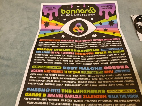 2019 Bonnaroo Line-up Poster, Bandanna And Stickers - Picture 3 of 18