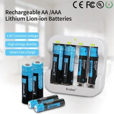1.5V AA AAA Lithium Batteries 3500mWh Rechargeable AA AAA Batteries Charger LOT
