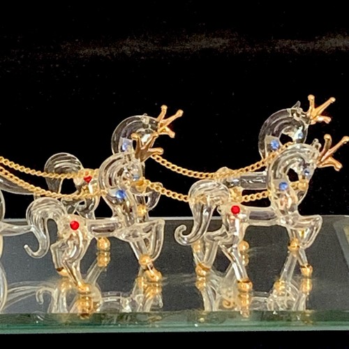 Vintage GLASBARON Kürbiskutsche 4 Pferde gesponnen Goldvergoldung gebrochener Schwanz **LESEN** - Bild 11 von 19