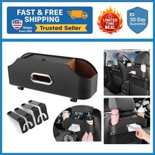 Sleek Car Seat Back Organizer: Stylish Storage with Cup Holders  Tissue Box