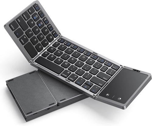 Foldable Bluetooth Keyboard for Travel, Tri-Folding Wireless Portable Keyboar...