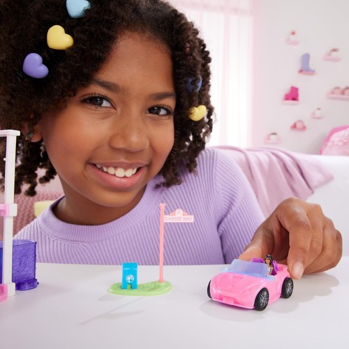 Barbie Mini BarbieLand Doll & Toy Vehicle Set, 1.5-inch Barbie Doll & Convertibl - Picture 6 of 6