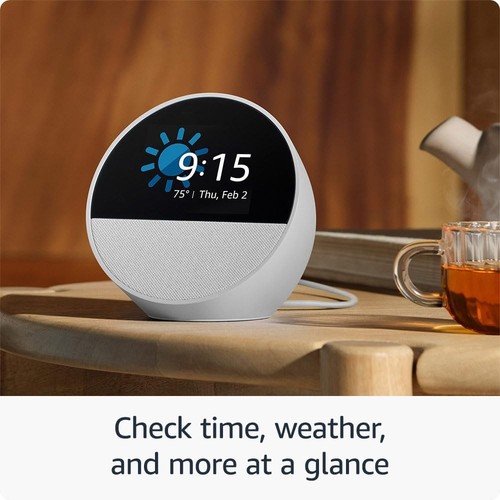 Amazon Echo Spot 2024 Release Smart Wecker Lebendiger Sound + Alexa Ocean Blue - Bild 3 von 7