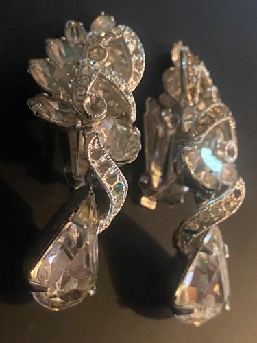 De Colección Eisenberg Diamantes de Imitación Transparente Caída Clip Pendiente Firmado Falta Piedra - Imagen 3 de 13