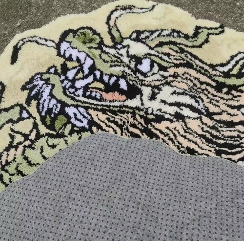 Japanese Dragon Tufted Rug - Non-Slip fluffy soft home decor Oriental style - Picture 5 of 6