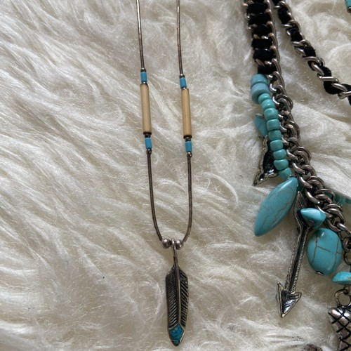 Büffel Indianer Kopf Nickel und Faux Türkis Halsketten & Armband Lot - Bild 5 von 7