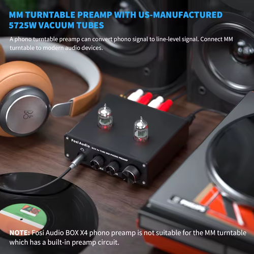 Fosi Audio BOX X4 Tube Amplifier Phono Preamp for MM Turntable Phonograph 5725W - Picture 9 of 14