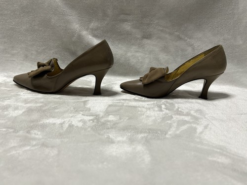 Enzo Angiolini brown pointed toe suede bow detail pumps heels size 7 - Picture 7 of 10