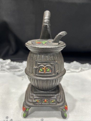 Vintage Miniatur Gusseisen Topf Bauchofen schwarz Wilton? Unmarkiert.5.5”T X 2.5” - Bild 1 von 6