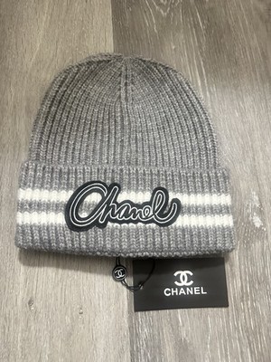 Chanel Beanie Grey And White | eBay