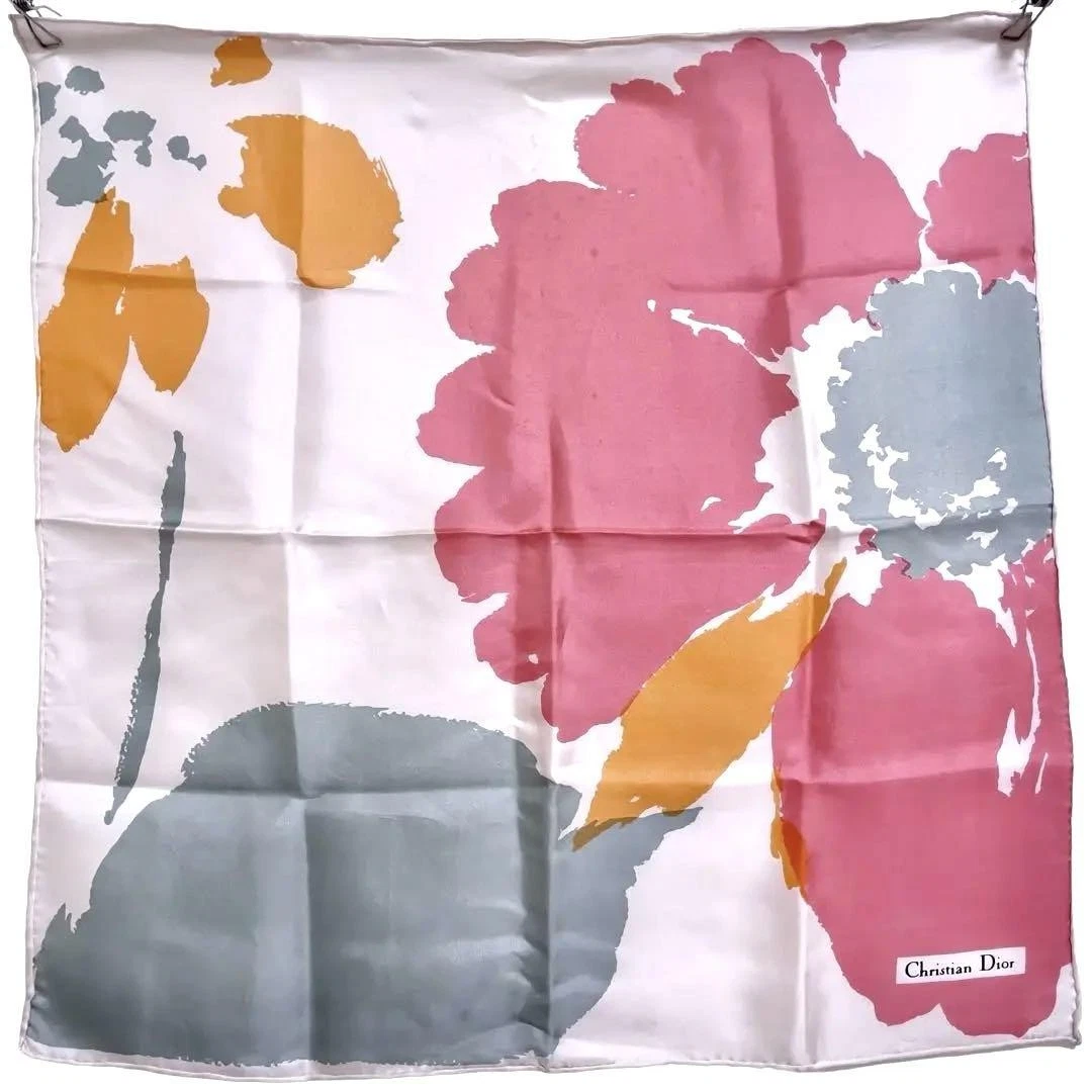 Petite écharpe Christian Dior 53 cm x 52 cm fleur