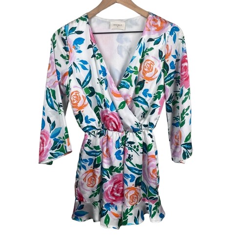 Everly Long Sleeve Floral Romper - Picture 2 of 6