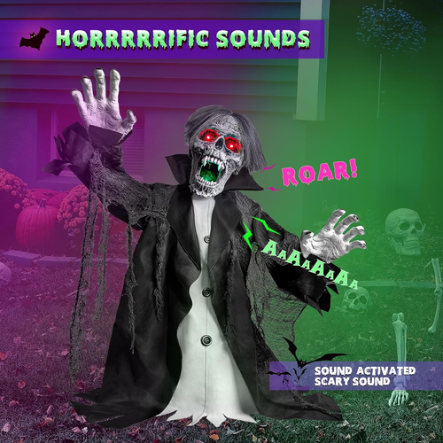 Halloween Animatronic Zombie Rompedor Luz Sonido Terror Deco Accesorios Exterior - Imagen 4 de 8