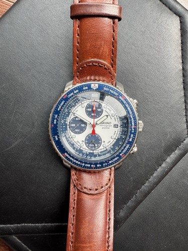 Seiko SNA413 Flightmaster Chronograph 200M Tachymeter Flighty Watch 7T62-0EB0