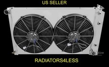 CHAMPION 4 ROW ALUMINUM RADIATOR W/ SHROUD 14" FANS CADILLAC OLDS CARS 28" CORE