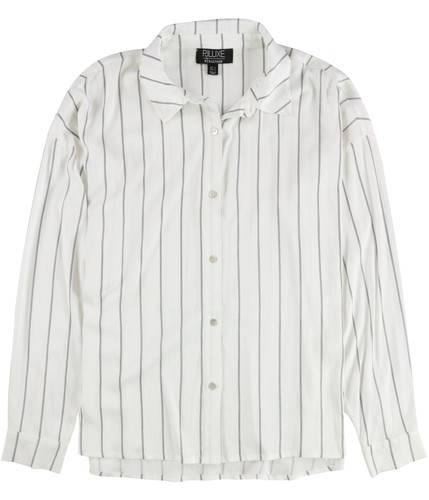 P.J. Salvage Womens Striped Button Down Pajama Shirt, White, Small