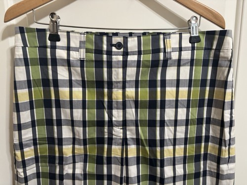 Woman's Anne Klein Sport Stretch Blue Plaid Shorts, Capris, Pants Size 14 - Picture 2 of 5