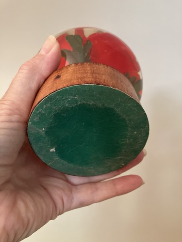 Vintage konservierte rote Kunstblume Rose im Glas Wasserkuppel Kugel Holzsockel - Bild 5 von 9