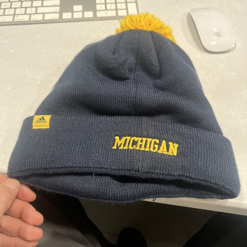Michigan Wolverines Beanie Erwachsene Einheitsgröße Adidas blau BIG M Logo Strickbündchen - Bild 3 von 5
