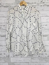 Rails Linen Blend Navy Star Chain Button Down Shirt Womens Small