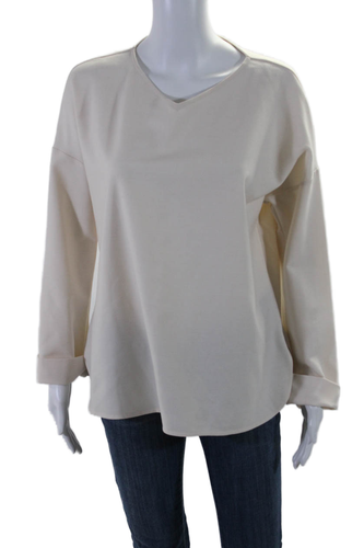 Chemisier femme Antonelli col V manches longues ourlet rond beige taille 42