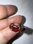 Ring Size 7 Garnet Sterling Silver Gemstone Vintage 925