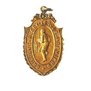 9CT GOLD 1923 BRISBANE RUGBY LEAGUE 1st GRADE PREMIERS FOB / BADGE. COORPAROO
