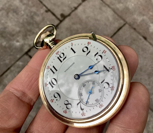 Outstanding 1908 18s Waltham 845 21 Ruby Jewel Open Face G/F Case Pocket Watch - Foto 7 di 19