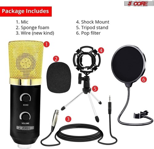 5Core Recording Microphone Podcast Bundle Professional Condenser Mic Kit - Picture 10 of 10