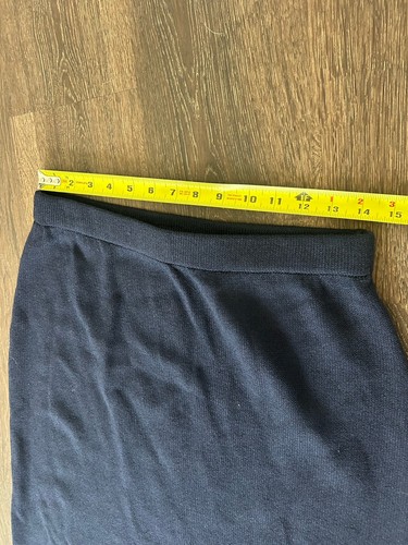 St. John Evening Santana Knit Long Maxi Skirt 10 Navy Blue Slit Luxury Designer - Picture 3 of 6