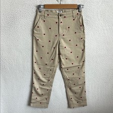 J Crew Girls' allover-heart chino pant Size 10 tan