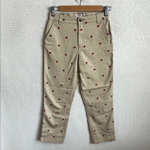 J Crew Girls' allover-heart chino pant Size 10 tan - Picture 1 of 5