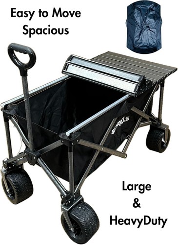 Folding Trolley 160L, Camping Garden Beach Trolley with Table Top 120kg weight - Picture 6 of 9