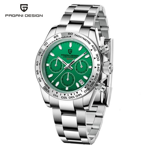 PAGANI DESIGN Mens VK63 Quartz Watch Sapphire Glass Steel Band Date Chronograph - Picture 7 of 16